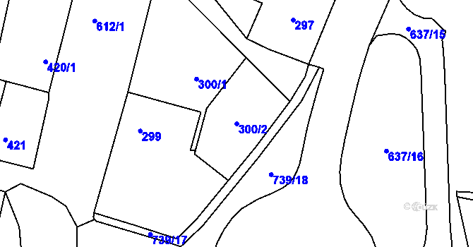 Parcela st. 300/2 v KÚ Kaňk, Katastrální mapa