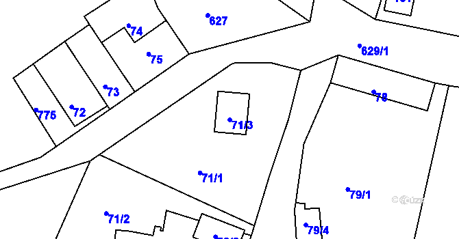 Parcela st. 71/3 v KÚ Kaňk, Katastrální mapa