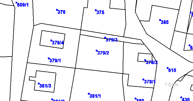 Parcela st. 379/2 v KÚ Kaňk, Katastrální mapa
