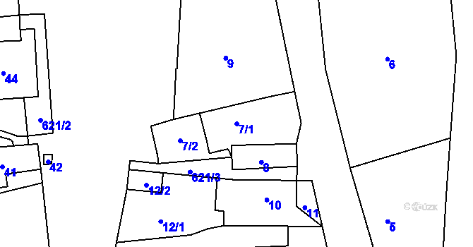 Parcela st. 7/1 v KÚ Kaňk, Katastrální mapa