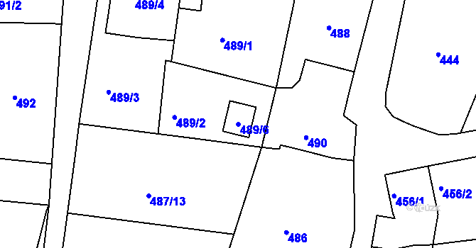 Parcela st. 489/6 v KÚ Kaňk, Katastrální mapa