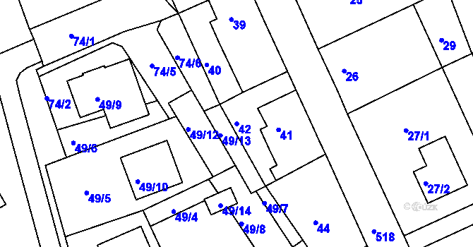 Parcela st. 42 v KÚ Malín, Katastrální mapa