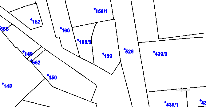 Parcela st. 159 v KÚ Malín, Katastrální mapa