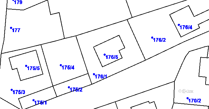 Parcela st. 176/5 v KÚ Malín, Katastrální mapa