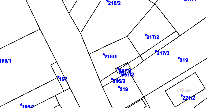 Parcela st. 216/1 v KÚ Malín, Katastrální mapa
