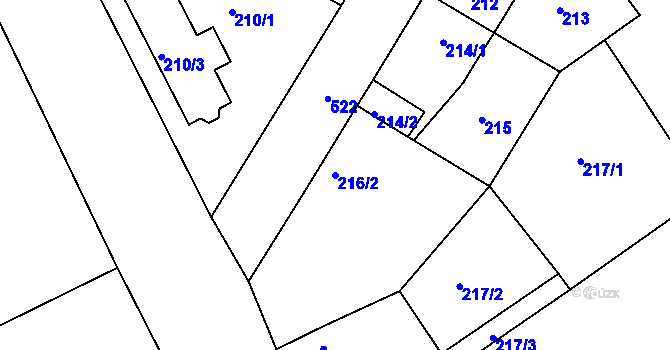Parcela st. 216/2 v KÚ Malín, Katastrální mapa