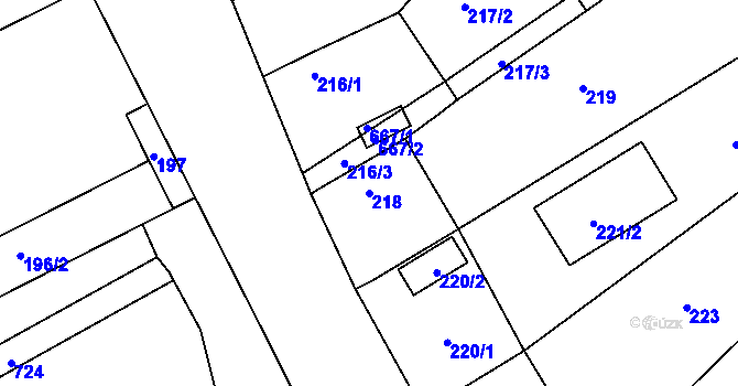 Parcela st. 218 v KÚ Malín, Katastrální mapa