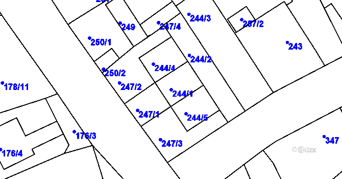 Parcela st. 244/1 v KÚ Malín, Katastrální mapa