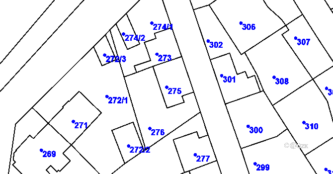 Parcela st. 275 v KÚ Malín, Katastrální mapa