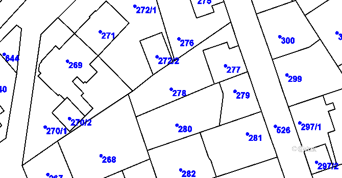 Parcela st. 278 v KÚ Malín, Katastrální mapa