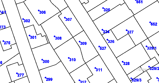 Parcela st. 309 v KÚ Malín, Katastrální mapa