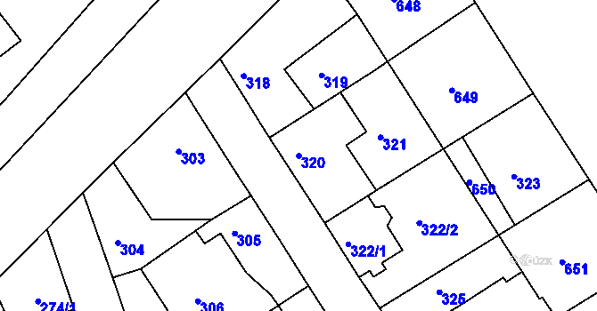 Parcela st. 320 v KÚ Malín, Katastrální mapa