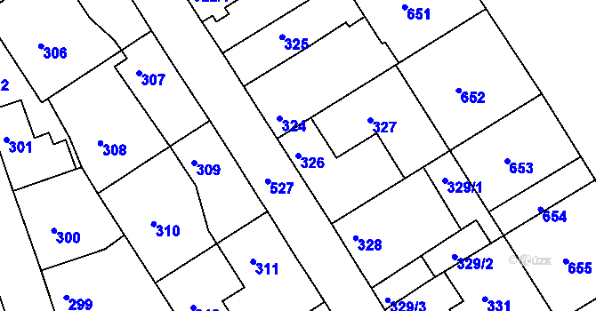Parcela st. 326 v KÚ Malín, Katastrální mapa