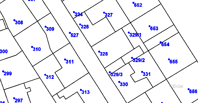 Parcela st. 328 v KÚ Malín, Katastrální mapa