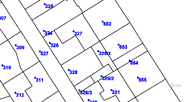Parcela st. 329/1 v KÚ Malín, Katastrální mapa