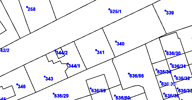 Parcela st. 341 v KÚ Malín, Katastrální mapa