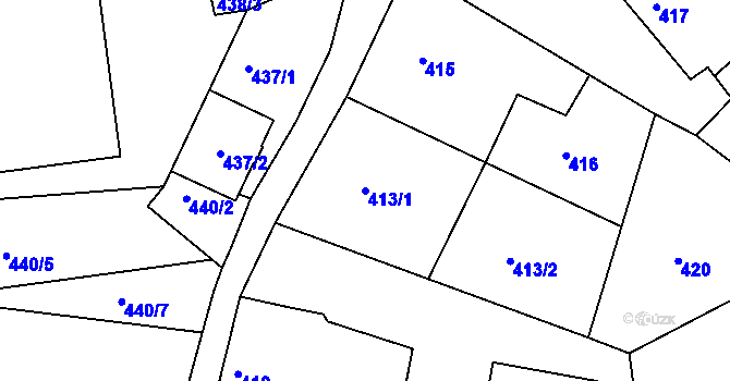 Parcela st. 413/1 v KÚ Malín, Katastrální mapa