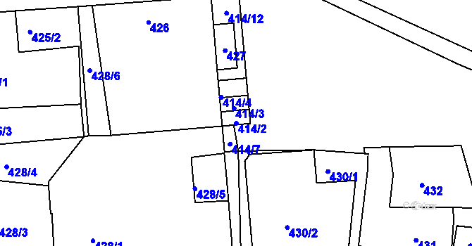 Parcela st. 414/2 v KÚ Malín, Katastrální mapa