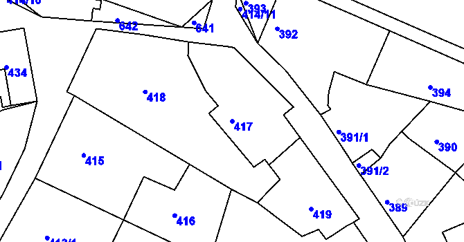 Parcela st. 417 v KÚ Malín, Katastrální mapa