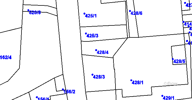 Parcela st. 428/4 v KÚ Malín, Katastrální mapa