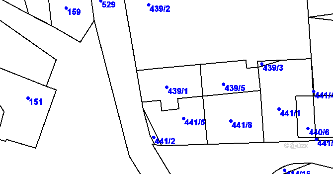 Parcela st. 439/1 v KÚ Malín, Katastrální mapa