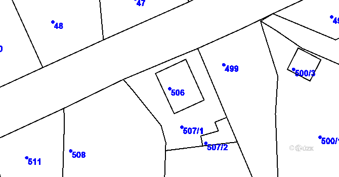 Parcela st. 506 v KÚ Malín, Katastrální mapa