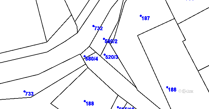 Parcela st. 520/3 v KÚ Malín, Katastrální mapa