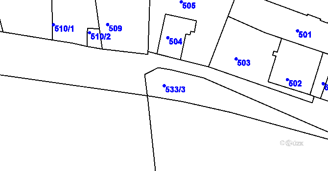 Parcela st. 533/3 v KÚ Malín, Katastrální mapa