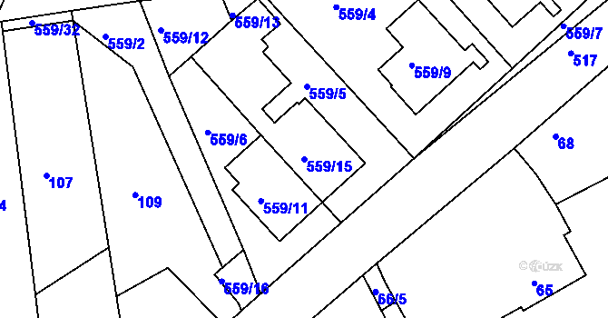 Parcela st. 559/15 v KÚ Malín, Katastrální mapa