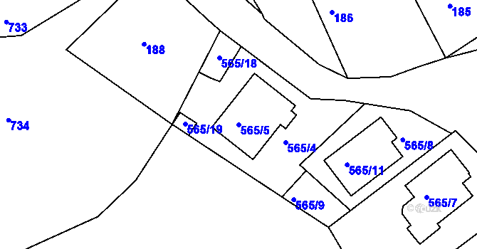 Parcela st. 565/5 v KÚ Malín, Katastrální mapa