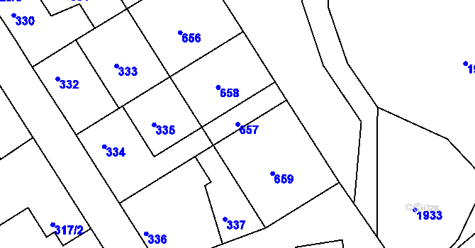 Parcela st. 657 v KÚ Malín, Katastrální mapa