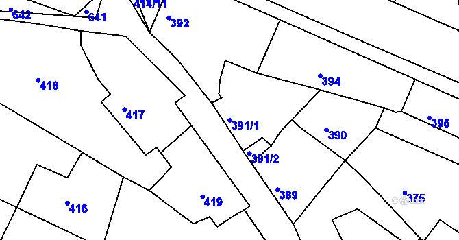 Parcela st. 391/1 v KÚ Malín, Katastrální mapa