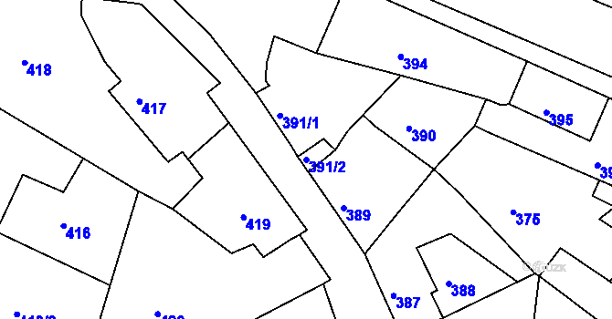 Parcela st. 391/2 v KÚ Malín, Katastrální mapa