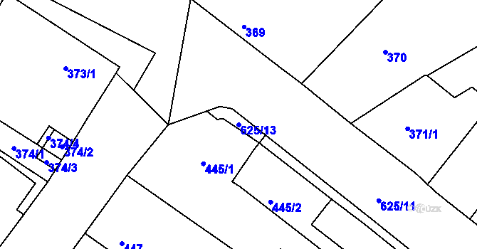 Parcela st. 625/13 v KÚ Malín, Katastrální mapa