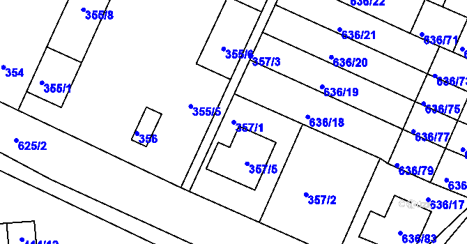 Parcela st. 357/1 v KÚ Malín, Katastrální mapa