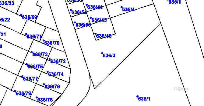 Parcela st. 636/3 v KÚ Malín, Katastrální mapa