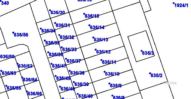 Parcela st. 636/12 v KÚ Malín, Katastrální mapa