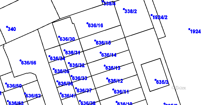 Parcela st. 636/14 v KÚ Malín, Katastrální mapa