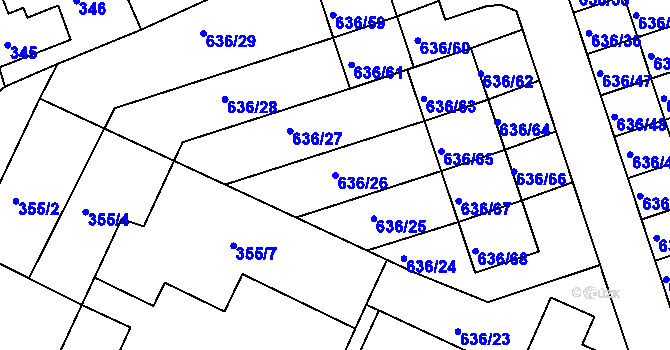 Parcela st. 636/26 v KÚ Malín, Katastrální mapa