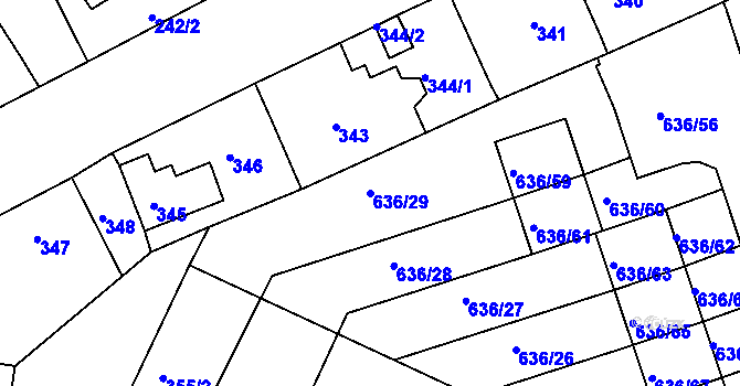 Parcela st. 636/29 v KÚ Malín, Katastrální mapa