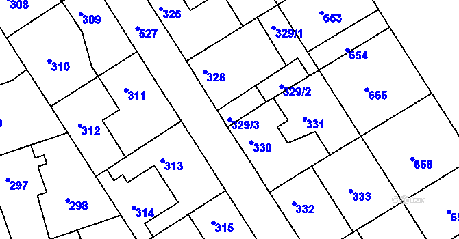 Parcela st. 329/3 v KÚ Malín, Katastrální mapa