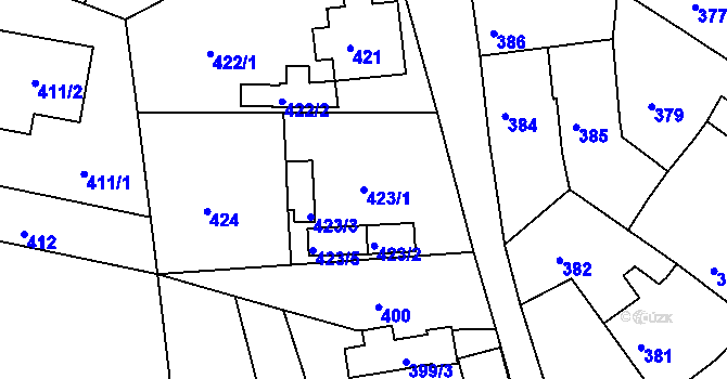 Parcela st. 423/1 v KÚ Malín, Katastrální mapa