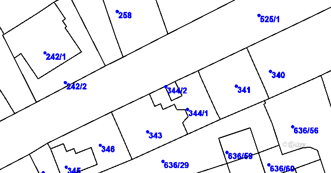 Parcela st. 344/2 v KÚ Malín, Katastrální mapa