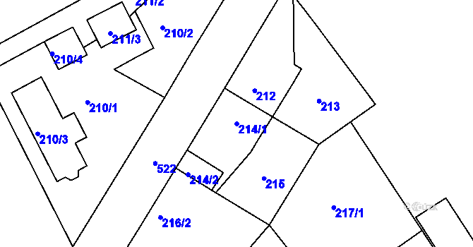 Parcela st. 214/1 v KÚ Malín, Katastrální mapa