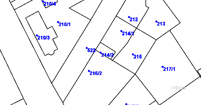 Parcela st. 214/2 v KÚ Malín, Katastrální mapa