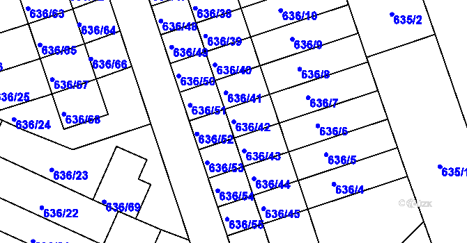 Parcela st. 636/42 v KÚ Malín, Katastrální mapa