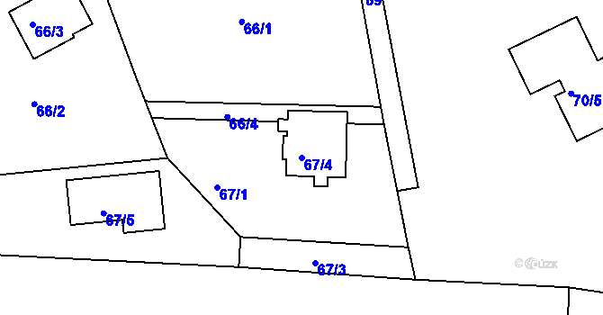 Parcela st. 67/4 v KÚ Malín, Katastrální mapa