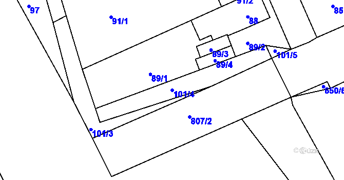 Parcela st. 101/4 v KÚ Malín, Katastrální mapa