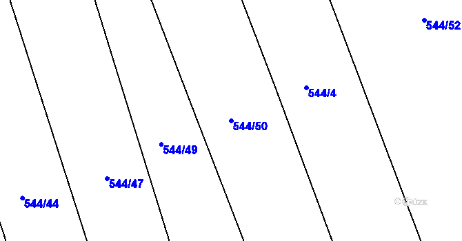 Parcela st. 544/50 v KÚ Malín, Katastrální mapa