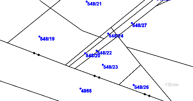 Parcela st. 548/22 v KÚ Malín, Katastrální mapa